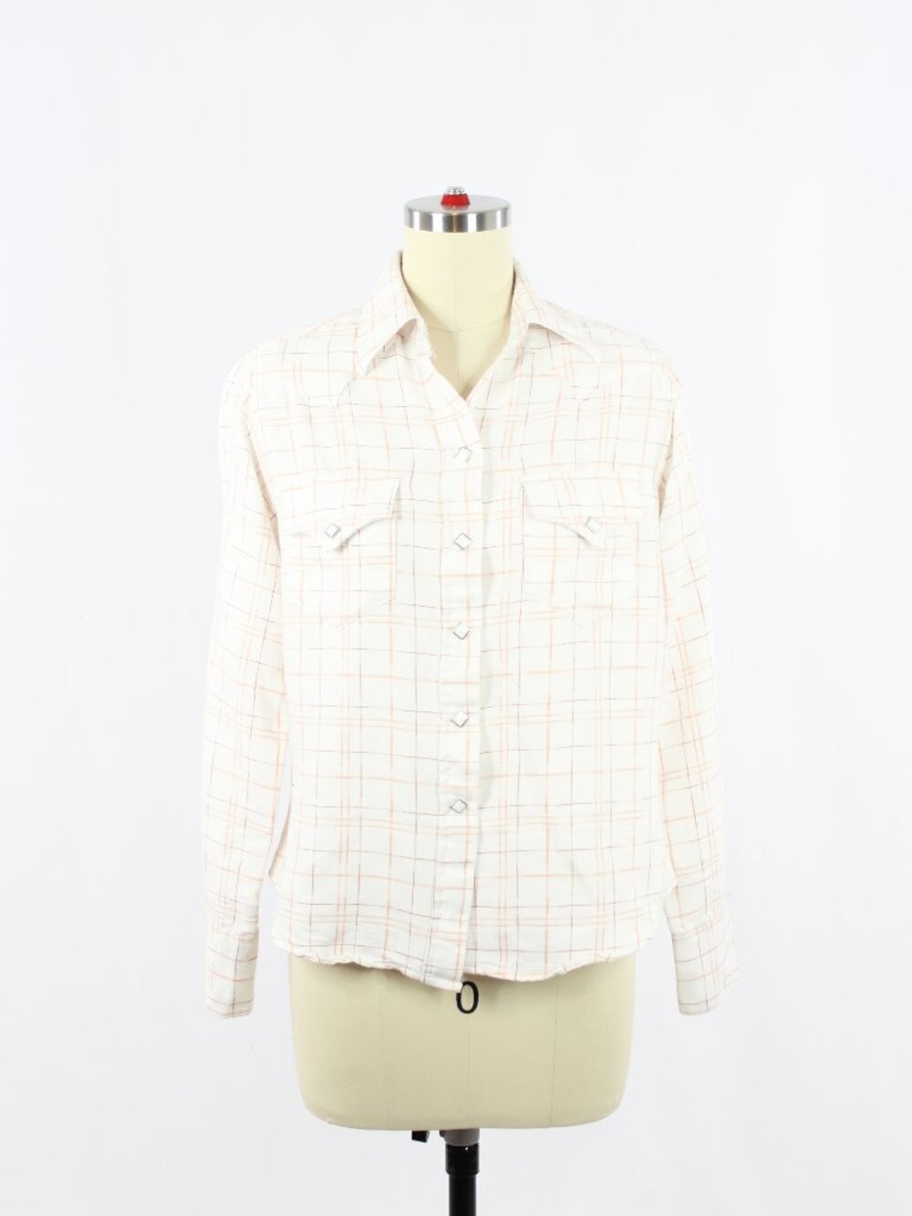 Vintage 00's ROCKMOUNT Made in USA White Check Snap Front Western Shirt, Size S